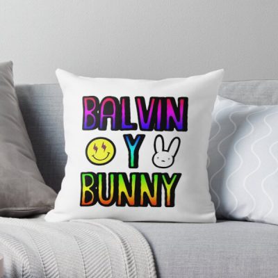J Balvin Y Bad Bunny Throw Pillow RB1504 product Offical J Balvin Merch